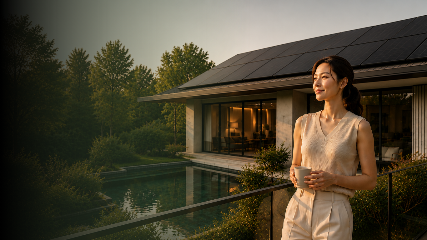 Modern luxury house with solar panels 1